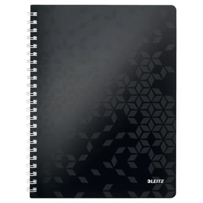 Bild av Leitz WOW Anteckningsblock med mjuk pärm, A4, 80 ark, linjerad, spiralbundet, vitt papper, g/m2, svart, 46370095