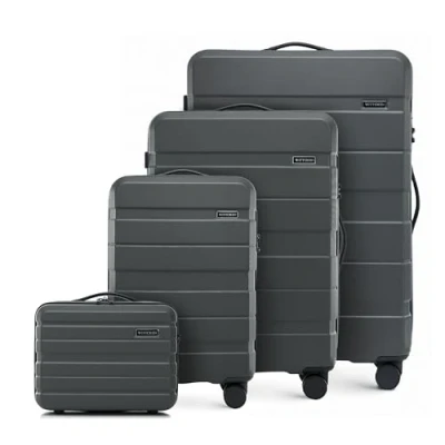 Bild av WITTCHEN COMODO Line Hard Case Set 3 Delar Bagage och kosmetikfodral Trolley Resväska Lätt transportväska med 4 hjul Kombinationslås Mörkgrå