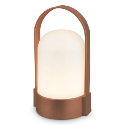 Bild av BRILONER Trådlös LED bord IP44 med beröring, steg dimbart, utbytbart batteri, säng, läsning, camping, bord, 9 x 8 15,5 cm, metallbrun