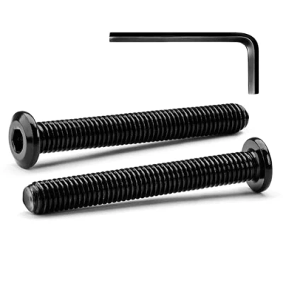 Bild av M6 x 60 mm 10 stycken sexkantiga platthuvudbultar i rostfritt stål A2 V2A, svart oxiderad finish (med insexnyckel)