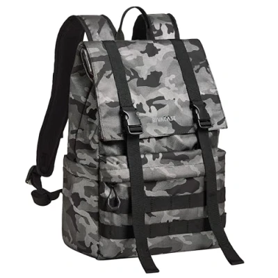 Bild av Rivacase 7621 Rolltop ryggsäck 15 l kamouflage, vattenavvisande, laptopfack upp till 15,6 tum, reseryggsäck för universitet arbete, sport och utomhus, Grå camo, 15L