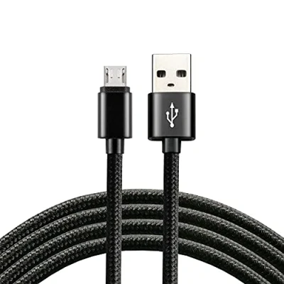 Bild av everActive Micro USB kabel, nylonkabel, snabbladdning med upp till 2,4 A, 200 cm lång, svart, modell: CBB 2MB
