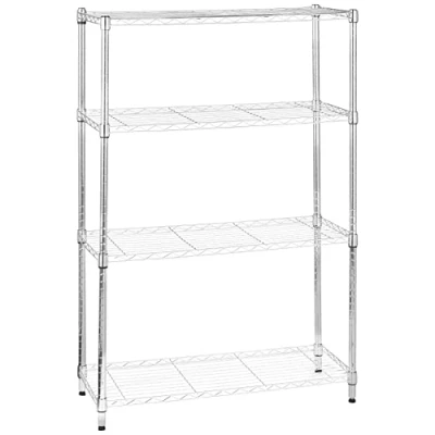 Bild av Amazon Basics Smal förvaringsenhet med 4 höjdjusterbara hyllor och nivelleringsfötter, 640 kg maxvikt, krom, 35,6 cm D x 91,4 B 137,1 H