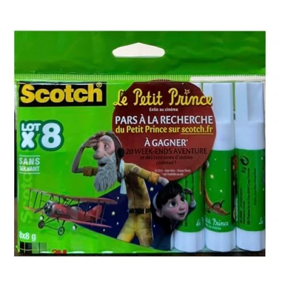 Bild av Scotch Permanent limstift lösningsmedelsfri, 1 förpackning med 8 limpinnar, g per pinne vattenbaserad stark självhäftande för konst och hantverk