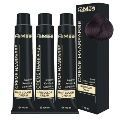 Bild av FemMas hårfärg ljusbrun choklad intensiv 5,99 I professionell kräm brunt med närande arganolja, keratin och ceramider som permanent eller nyans, 3 x 100 ml