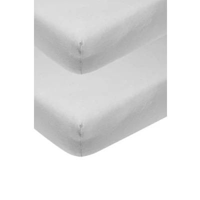 Bild av Meyco Baby Uni underlakan 2 pack för vaggan (lakan med mjuk jerseykvalitet, tillverkad av 100% bomull, perfekt passform tack vare resår runt om, mått: 40 x 80 / 90cm), ljusgrå