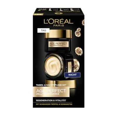 Bild av L&#039;Oréal Paris Ansiktsvårds set, anti aging dagvård och nattvård för att främja cellförnyelse, med antioxidant formel vitamin E, Age Perfect Cell Renaissance, 2 x 50 ml