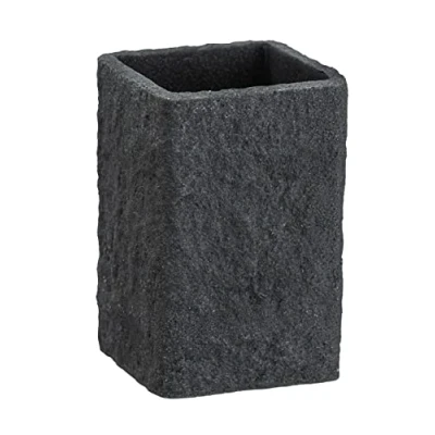 Bild av WENKO Tandborstkopp Villata, tandborsthållare för tandborste och tandkräm i naturstensoptik tillverkad av högkvalitativ polyharts, 7,5 x 11 cm grått