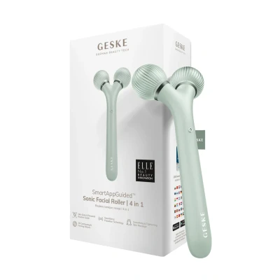 Bild av Geske Sonic Facial Roller 4 IN 1 Electronic Tools SMARTAPPGUIDED Ansiktsvård tillbehör, Storlek: One Size, Green