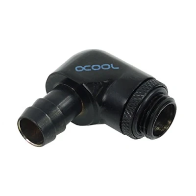 Bild av Alphacool 17136 HF 10 mm (3/8 tum) slanganslutning 90 roterbar G1/4 med O ring djupsvart vattenkylning anslutningar