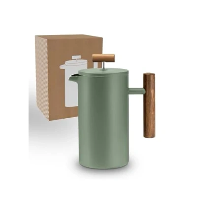Bild av Lambda Coffee® Caldera Thermo Fransk press rostfritt stål I 1 liter 5 koppar moss grön 3 storlekar tillgängliga kaffebryggare dubbelväggig håller lång varm
