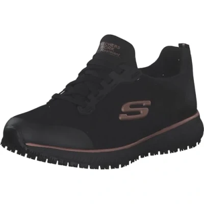 Bild av Skechers Squad Sr sneakers för kvinnor, Svart platt stickad ros guld trim, 38.5 EU
