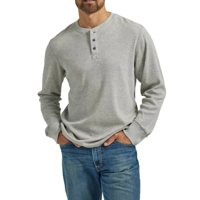 Bild av Wrangler Authentics Herren Herr Långärmad Våffla Henley Hemd, Ljus ljung grå, M