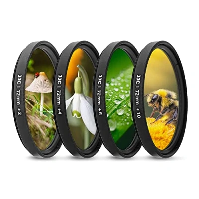 Bild av JJC 72 mm närbild makrofiltersats (+2, +4, +8, +10) med filterpåse för Sony A7 A7C A7R A7S A9 + FE 100 f/2,8 STF GM OSS och andra trådlinskamera