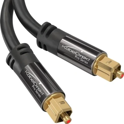 Bild av KabelDirekt 6m optisk digital ljudkabel/TOSLINK kabel (TOSLINK till TOSLINK, fiberoptisk kabel, för Home Theater, PS4, XBOX) PRO serien