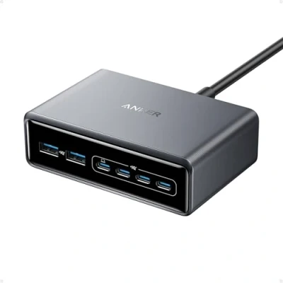 Bild av Anker Prime Charger, 200 W 6 Port GaN Laddningsstation, Snabbladdare USB C, Kompatibel med iPhone 15/15 Pro/14/14 Pro, MacBook Pro/Air, iPad Dell XPS, Galaxy S23/S22, Note20, och fler