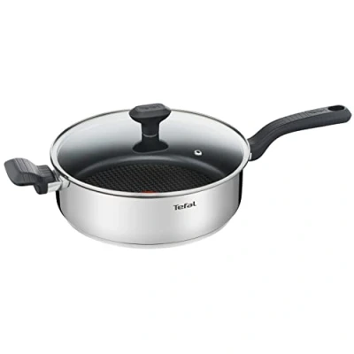 Bild av Tefal Comfort Max Sauteuse 26 cm + glaslock, induktion, högkvalitativt rostfritt stål, non stick beläggning, termo spot temperaturindikator, handtag G7263344