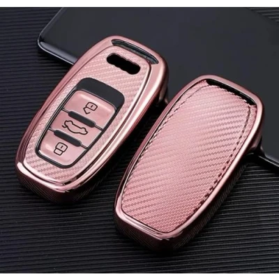 Bild av RELL CASES mjuk silikon nyckelbricka skyddsfodral för Audi A1, S1, A3, S3, RS3, A4, A5, S5, RS5, A6, S6, RS6, A7, A8, S8, Q3, Q5, Q7, TT, TTS (rosa)