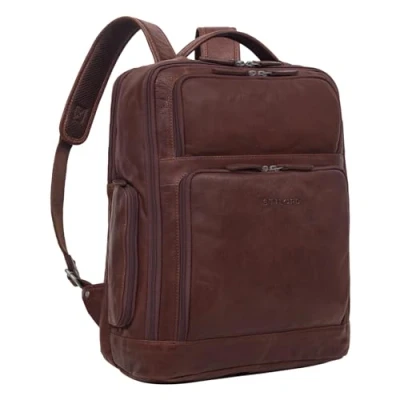 Bild av STILORD &quot;Jayden&quot; businessryggsäck herr läder stor vintage med laptopfack 15 tum DIN A4 dagryggsäck äkta perfekt som arbetsryggsäck uniryggsäck laptopryggsäck, Maraska mörkbrun, M, Ryggsäck