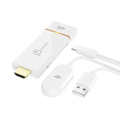 Bild av j5create ScreenCast 4K Wireless Adapter Screen Cast från mobiltelefon, surfplatta eller bärbar dator Stöd för AirPlay/Miracast&amp;Chromecast Mirror Extend Windows&amp;macOS Trådlös skärmvisning (JVAW76)