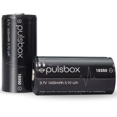 Bild av pulsbox 18350 18 400 Li Ion batteri 3,7 V 1 600 mAh integrerad PCB skyddskrets (pluspol)