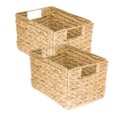 Bild av HMF Förvaringskorg, vikbar korg flätad av vattenhyacint sjögräs set om 2 storlek M 32 x 23 20 cm