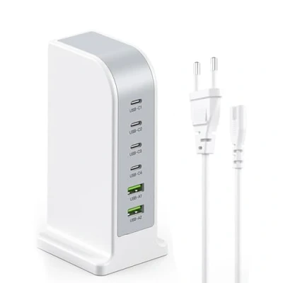 Bild av USB C laddare 100 W, strömförsörjning 【4 2 A】 Flera laddningsadapter till USB, 6 port adapter snabbladdare laddningsstation för Samsung/Google/iPad/iWatch/Smartphone