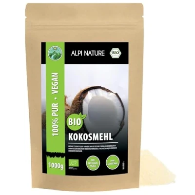 Bild av BIO kokosmjöl, rå matkvalitet från kontrollerad organisk odling, glutenfri, laktosfri, laboratorietestad, vegan (1 KG)