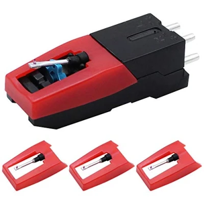 Bild av DXLing 4 Pieces Vinyl Turntable Cartridge Universal Record Player with Replacement Needles Ruby Tip Rod Stylus Music Accessories for LP Phonograph