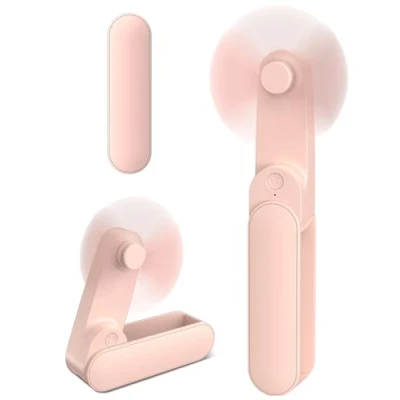 Bild av Ajgvq Bärbar handhållen fläkt, USB 2 000 mAh uppladdningsbar hastigheter hopfällbar minifläkt, handfläkt lämplig för smink, hem, resor utomhus rosa