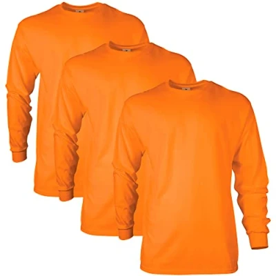 Bild av GILDAN Herr ultra bomull långärmad t shirt, stil G2400, multipack, säkerhet orange (10 pack), XXL (förpackning med 10)