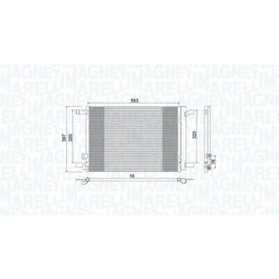 Bild av MAGNETI MARELLI 350203964000 Condenseur De Clim avec déshydrateur 555x388x16 388 555 16 VOLKSWAGEN: Golf 7, 7 Variant, Passat B8 Berline