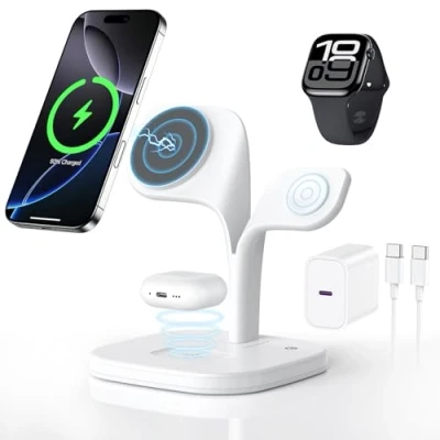 Bild av 3 i 1 trådlös laddningsstation för MagSafe, magnetisk laddare Apple Phone 16/15/14/13/12 serien, AirPods Pro 4/3/2, Watch Series/Ultra