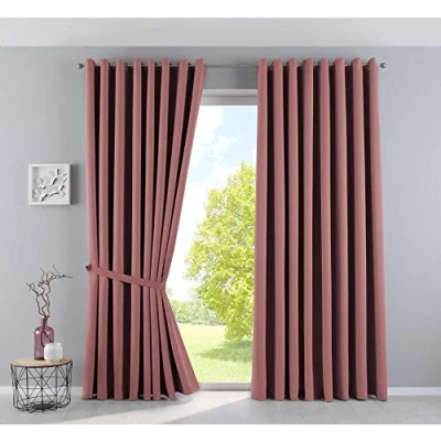 Bild av Gardinlåda, gardiner, ogenomskinliga &quot;Newyork&quot;, gammalrosa, H x B 225 295 cm, 2 pack, termiska mörkläggningsgardin, mörkläggningsöljetter, ljudisolerande, Oeko Tex
