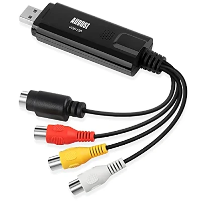 Bild av Videoband till Digital Omvandlare August VGB100 Scart, S Video, Composite VHS Hi8 Ljudkassetter Videokamera Digitalisera DVD Överföring Videoadapter SECAM PAL för Windows 11/10/8/7/Vista