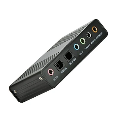 Bild av LEAGY 6 kanals externt ljudkort USB 2.0 extern 5.1 surroundljud optisk S/PDIF ljudkortsadapter för PC bärbar dator inspelning kompatibel med Windows 10/8/7/XP (svart)