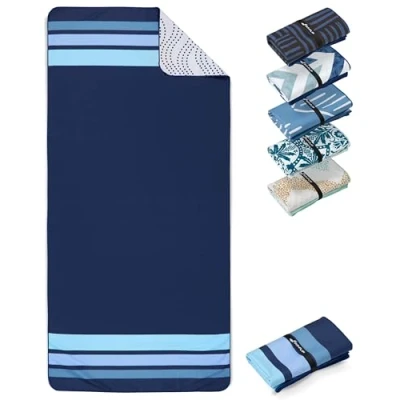 Bild av Strandhandduk XXL mikrofiberbadhandduk stor, lätta och snabbtorkande 100% återvunnen mikrofiberhandduk Cleanstripes 200 cm x 90