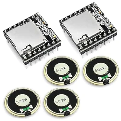 Bild av 2 bit MP3 spelare modul öppen källkod mini sensor med metallhus rund högtalare 2W 8Ohm (2 och 4 högtalare) för DIY kompatibel Arduino