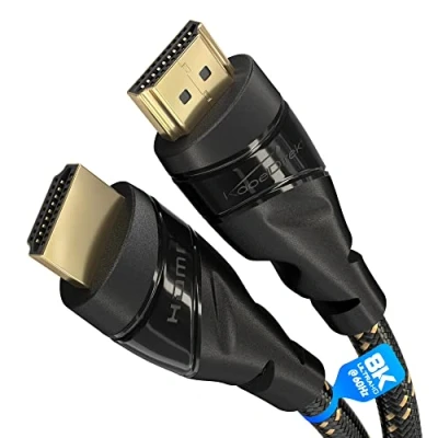 Bild av KabelDirekt HDMI kabel 8K/4K 3 m 8K@60Hz (Extra koppar för snabb Ultra HD, nylonmantel, 4K@120Hz/8K@60Hz 2.0, hög hastighet med Ethernet, Blu ray/PS5/Xbox Series X/Switch, svart)