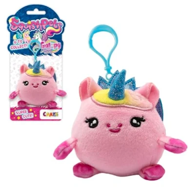 Bild av SquishPets Keychain Galupy Rainbow Unicorn gosedjur Daisy, enhörning mjuk leksak i en nyckelring, 6 cm, ROSA, S, Fantaisia