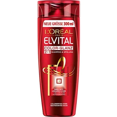 Bild av L&#039;Oréal Paris Elvital Färgskydd schampo och balsam, för färgat eller slingat hår, färgglans 2 i 1, 1 x 300 ml