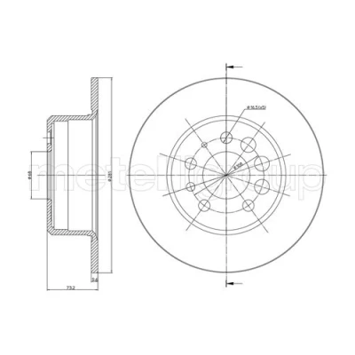 Bild av METELLI 23 0074 Disque de frein 280,5 9,5 5 68,0 plein VOLVO: 740 Berline, 240 Break