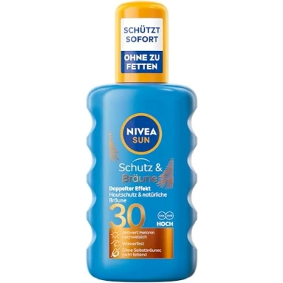 Bild av NIVEA SUN skydd och solbränna solspray SPF 30, solskyddsmedel med Pro Melanin extrakt för jämn solbränna, omedelbart solskydd UVA/UVB filtersystem (200 ml)