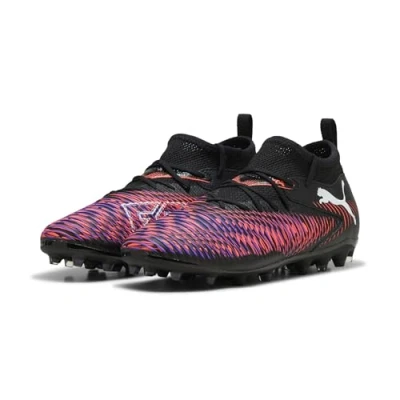 Bild av Puma Future 8 Match MG JR Unisex Fotbollsskor fasta dobbar för barn, Storlek: 35, Black/white/glowing red Konstmaterial/textil