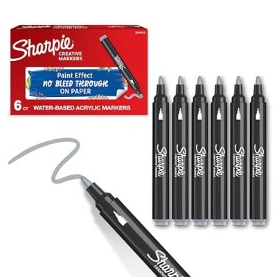 Bild av Sharpie Creative Marker Acrylic Paint Pens Bullet Tip Water Based Markers Cool Grey 6 Count