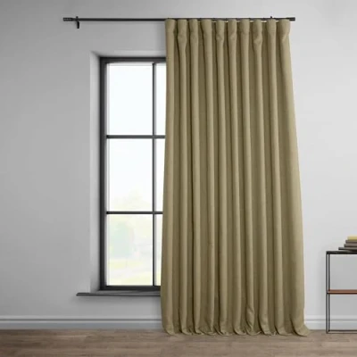 Bild av HPD Half Price Drapes Texturerade mörkläggningsgardiner i konstgjort linne för sovrum, 1 längd, gardiner vardagsrum, heminredning, 254 x 213 cm (B L), ljusbrun (Nomad Tan)
