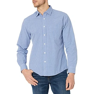 Bild av Amazon Essentials Men&#039;s Långärmad ledig poplinskjorta med normal passform, Blå Gingang, M