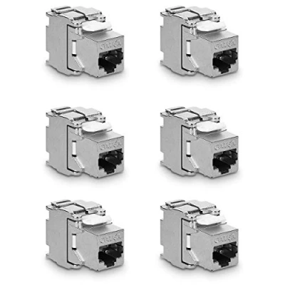 Bild av kwmobile Keystone modul uttag 6 delar CAT6A skärmat RJ45 Cat 6A Ethernet 10 Gbit med metallhölje