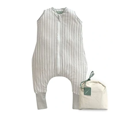 Bild av molis&amp;co sovsäck med fötter och strumpor för vår höst 1 tog lätt hymbotit 100 % bomull (Oeko TEX 100) Dawn Stripes (2 år)