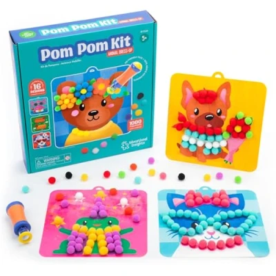 Bild av Learning Resources Pom Kit, leksaker för 5 åriga flickor och pojkar, pyssel barn, återanvändbart kit med 16 aktiviteter, över 1000 bitar